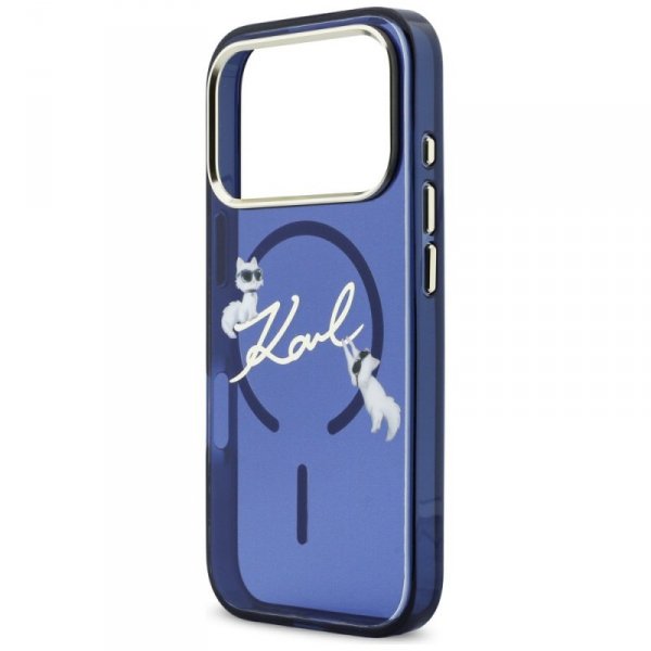 Etui Karl Lagerfeld IML Choupettes Karl  Script Logo MagSafe do iPhone 17 Pro Max niebieski