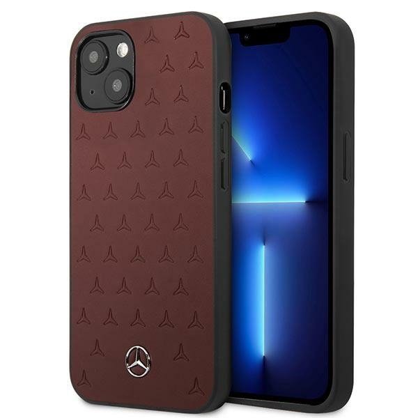 Mercedes MEHCP13MPSQRE iPhone 13 / 14/ 15 6.1&quot; czerwony/red hardcase Leather Stars Pattern
