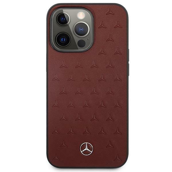 Mercedes MEHCP13LPSQRE iPhone 13 Pro / 13 6,1&quot; czerwony/red hardcase Leather Stars Pattern