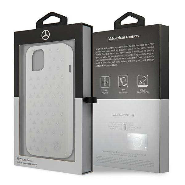 Mercedes MEHCP13MESPWH iPhone 13 / 14 / 15 6.1&quot; biały/white hardcase Silver Stars Pattern