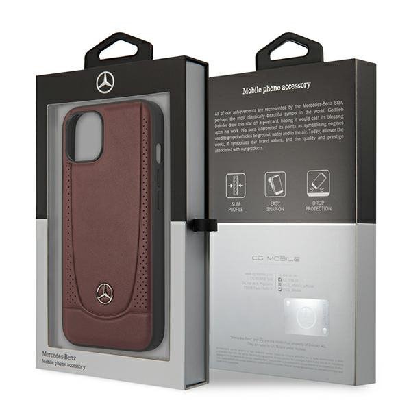 Mercedes MEHCP14SARMRE iPhone 14 / 15 / 13 6.1&quot; czerwony/red hardcase Leather Urban Bengale
