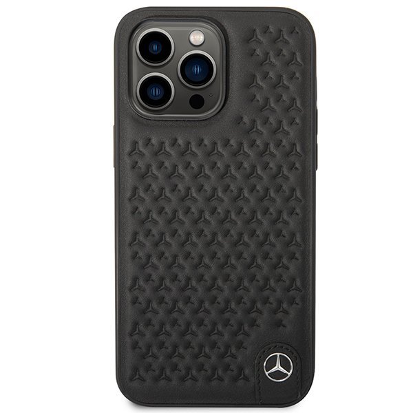Mercedes MEHCP14X8REMPK iPhone 14 Pro Max 6,7&quot; czarny/black hardcase Leather Stars Pattern