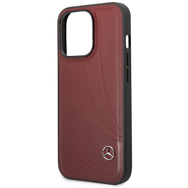 Mercedes MEHCP14L8ROLR iPhone 14 Pro 6.1&quot; czerwony/red hardcase Leather Wave Patern