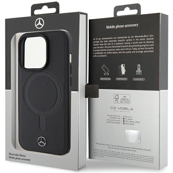 Mercedes MEHMP15L23RCMK iPhone 15 Pro 6.1&quot; czarny/black hardcase Smooth Leather MagSafe
