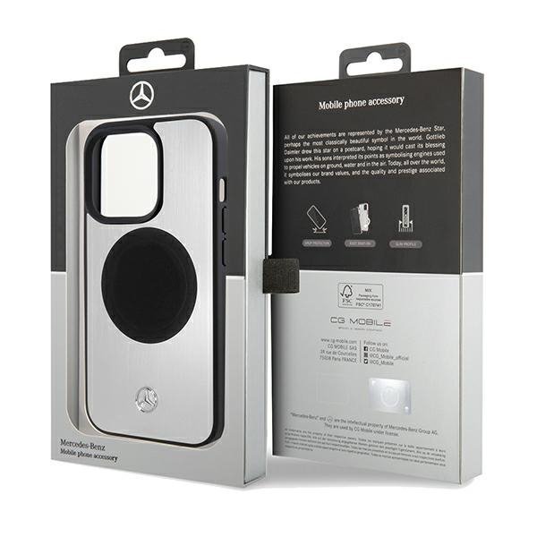 Mercedes MEHMP15X23ACMS iPhone 15 Pro Max 6.7&quot; srebrny/silver hardcase Leather&Alu MagSafe