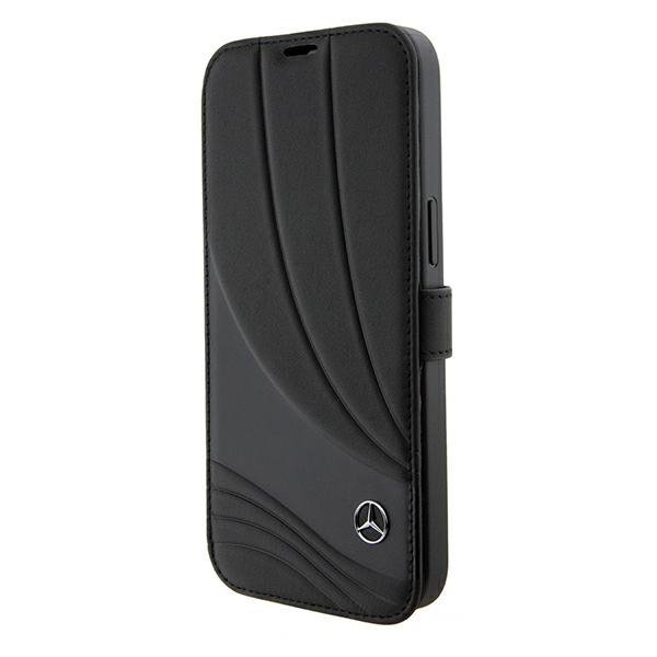 Mercedes MEBKP15L8ROLK iPhone 15 Pro 6.1&quot; czarny/black bookcase Leather Wave Patern