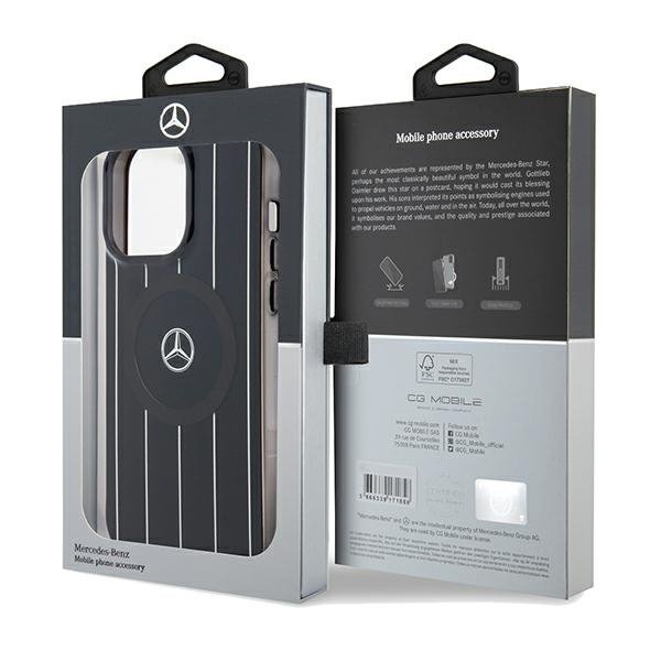 Mercedes MEHMP15X23HRSK iPhone 15 Pro Max 6.7&quot; czarny/black hardcase Double Layer Crossed Lines MagSafe