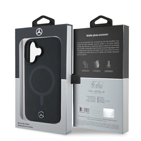 Mercedes MEHMP16S23RCMK iPhone16 6.1&quot; czarny/black hardcase Plain Smooth Leather MagSafe