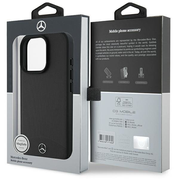 Mercedes MEHMP16L23RBARK iPhone 16 Pro 6.3&quot; czarny/black hardcase Textured And Plain Leather MagSafe