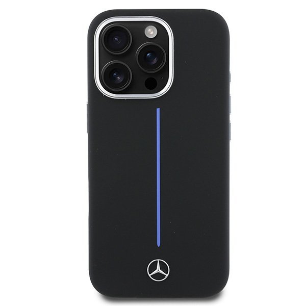 Mercedes MEHMP16X23SUMBK iPhone 16Pro Max 6.9&quot; czarny/black hardcase Silicone Blue Stripe MagSafe