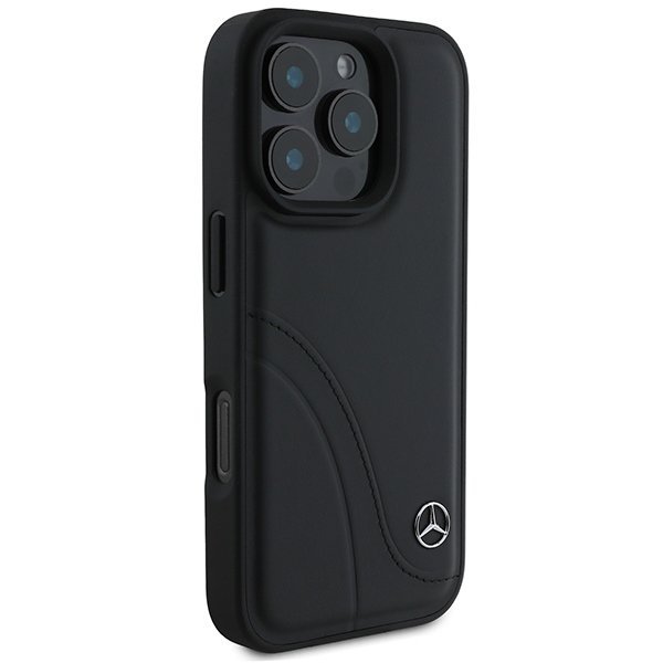 Mercedes MEHCP16L23RBCSK iPhone 16 Pro6.3&quot; czarny/black hardcase MB Curved Stitches Leather