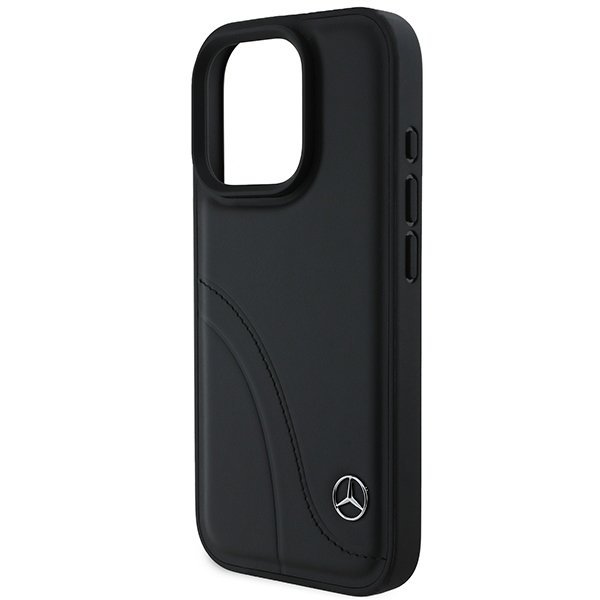 Mercedes MEHCP16L23RBCSK iPhone 16 Pro6.3&quot; czarny/black hardcase MB Curved Stitches Leather