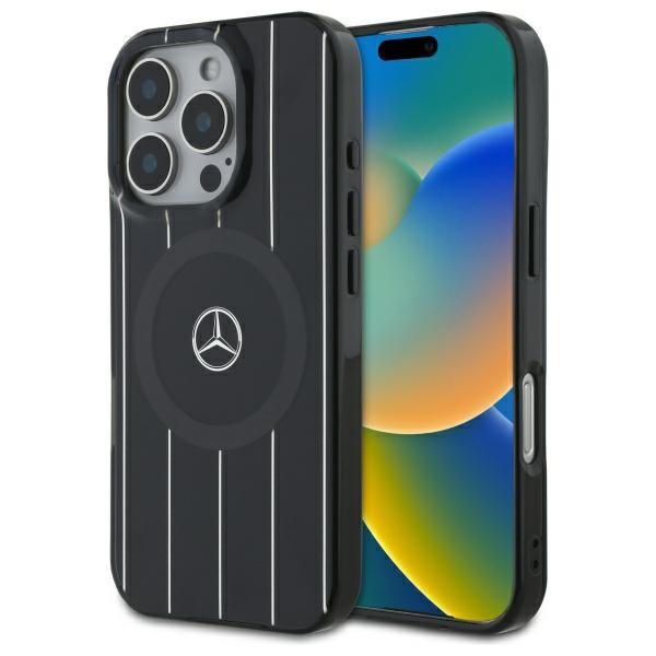 Mercedes MEHMP16L23HRSK iPhone 16 Pro 6.3&quot; czarny/black hardcase MB Double Layer Crossed Lines MagSafe