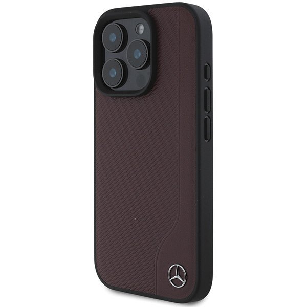 Mercedes MEHMP16L23RBGVR iPhone 16 Pro 6.3&quot; czerwony/red hardcase MB Wood Imitation Leather MagSafe