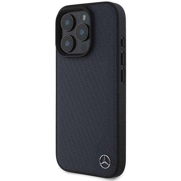Mercedes MEHMP16X23RBGVV iPhone 16 Pro Max 6.9&quot; granatowy/navy hardcase MB Wood Imitation Leather MagSafe