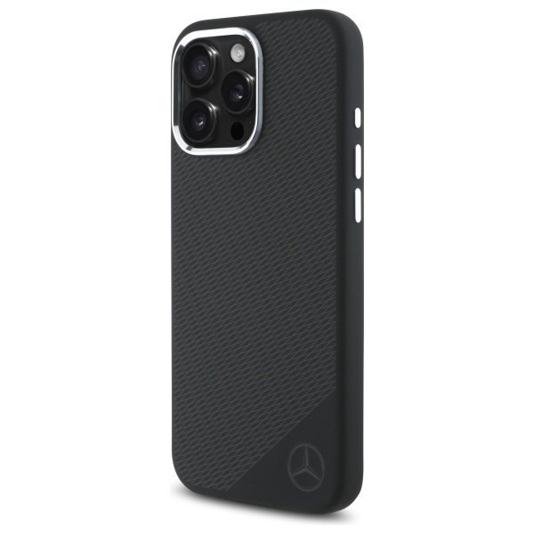 Mercedes MEHMP16L23SUGDK iPhone 16 Pro   6.3&quot; czarny/black hardcase Silicone Tonal Logo Wood Pattern MagSafe