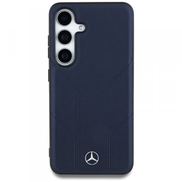 Etui Mercedes Leather Debossed Lines     MagSafe do Samsung Galaxy S25 niebieski