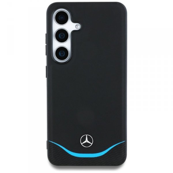 Etui Mercedes Leather Contrasted Blue    Horizontal Curve MagSafe do Samsung Galaxy S25 czarny