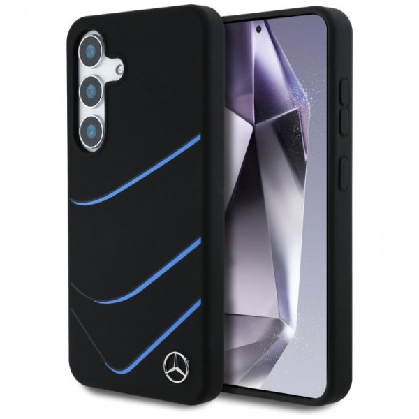 Etui Mercedes Silicone Contrasted Curves MagSafe do Samsung Galaxy S25 czarny