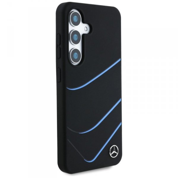 Etui Mercedes Silicone Contrasted Curves MagSafe do Samsung Galaxy S25 czarny