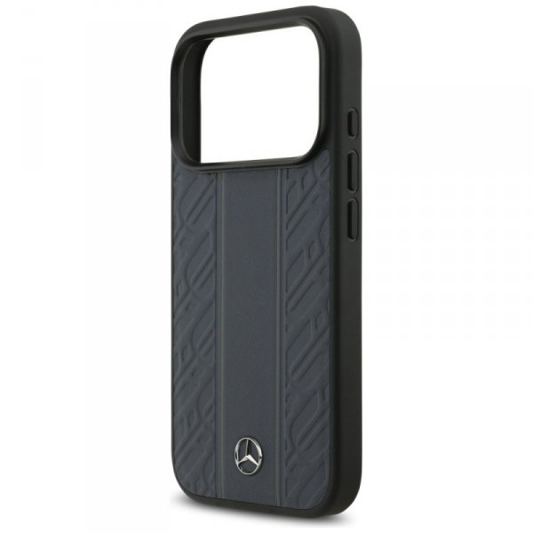 Etui Mercedes Leather Laurel Leaves      Stripes MagSafe do iPhone 17 Pro niebieski