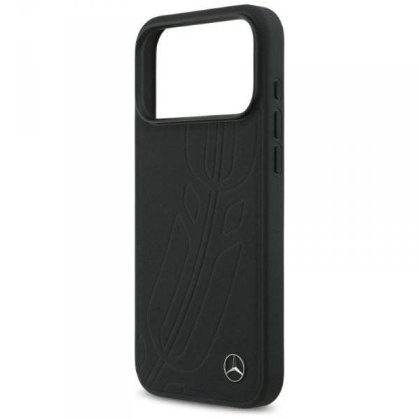 Etui Mercedes Leather Large Laurel Leave MagSafe do iPhone 17 Pro Max czarny