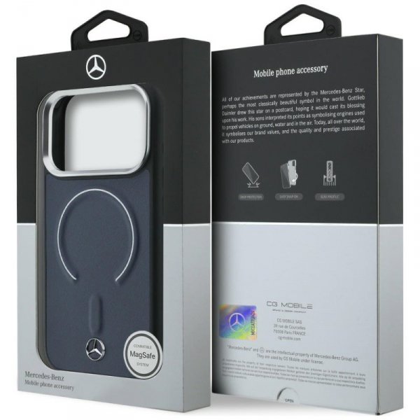 Etui Mercedes Leather 3D MagSafe do      iPhone 17 Pro Max granatowy