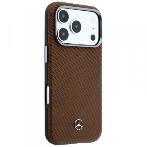 Etui Mercedes Leather Semi Wrap Wood     Effect MagSafe do iPhone 17 Pro camel