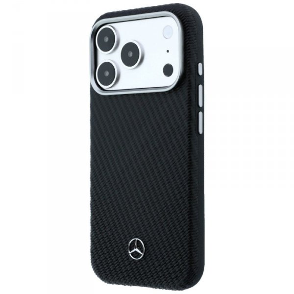 Etui Mercedes Leather Semi Wrap Wood     Effect MagSafe do iPhone 17 Pro czarny