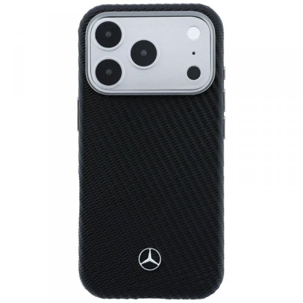 Etui Mercedes Leather Semi Wrap Wood     Effect MagSafe do iPhone 17 Pro Max czarny