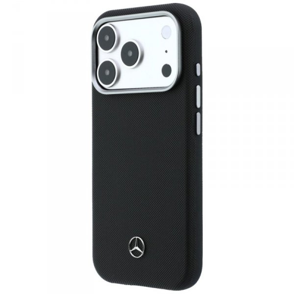 Etui Mercedes Leather Semi Wrap Wood     Effect MagSafe do iPhone 17 Pro Max czarny