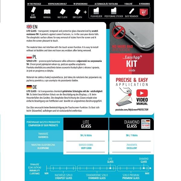 MS Diamond Glass Lite iPhone 6/6SSzkło hartowane płaskie Lite