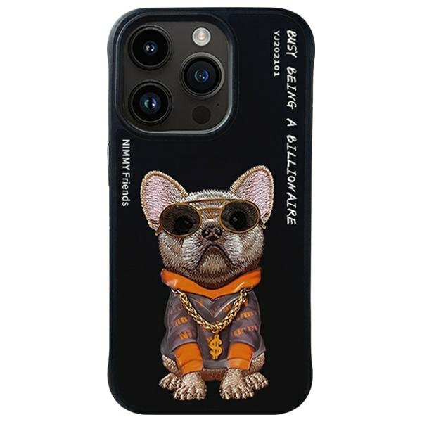 Nimmy etui iPhone 15 Pro 6.1"            czarny/black Glasses Cool Dog