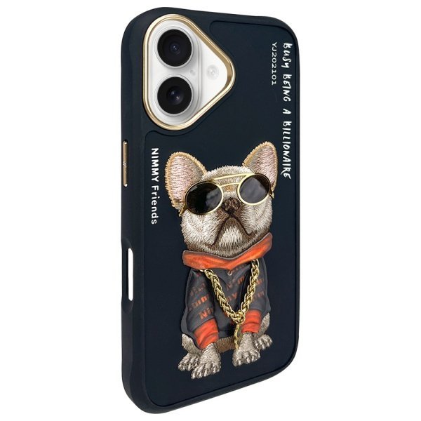 Nimmy etui iPhone 16 6.1&quot; czarny/black   Glasses Cool Dog