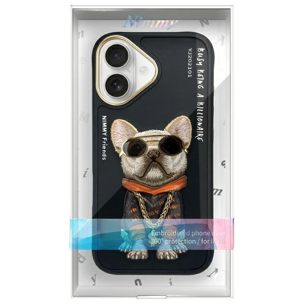 Nimmy etui iPhone 16 6.1&quot; czarny/black   Glasses Cool Dog