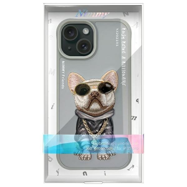 Nimmy etui iPhone 15 6.1&quot; szary/gray     Glasses Cool Dog