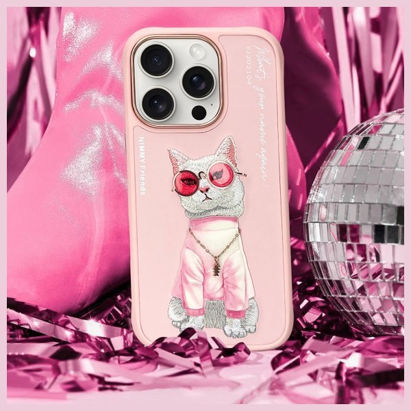 Nimmy etui iPhone 16 Pro Max 6.9&quot;        różowy/pink Glasses Cool Cat