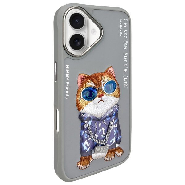 Nimmy etui iPhone 16 6.1&quot; szary/gray     Glasses Cool Cat