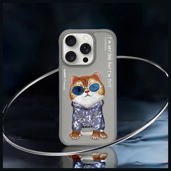 Nimmy etui iPhone 16 Pro 6.3&quot; szary/gray Glasses Cool Cat