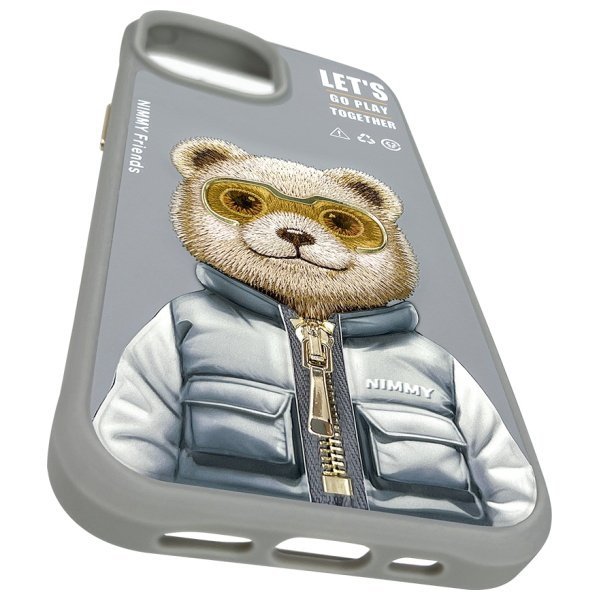 Nimmy etui iPhone 15 6.1" szary/gray     Cool&Cute 2.0 Bear