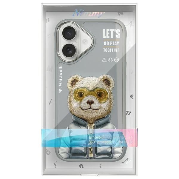 Nimmy etui iPhone 16 6.1&quot; szary/gray     Cool&Cute 2.0 Bear