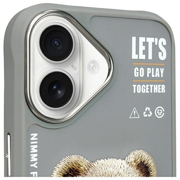 Nimmy etui iPhone 16 6.1&quot; szary/gray     Cool&Cute 2.0 Bear
