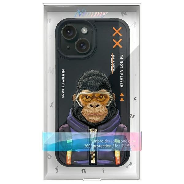Nimmy etui iPhone 15 6.1" czarny/black   Cool&Cute 2.0 Monkey