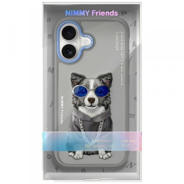 Etui Nimmy Glasses Cool Dog do iPhone 17 szary