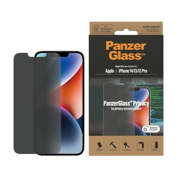 PanzerGlass Classic Fit iPhone 14 / 13 Pro / 13 6,1&quot; Privacy Screen Protection Antibacterial P2767