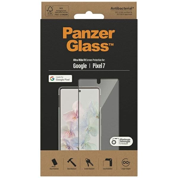 PanzerGlass Ultra-Wide Fit Pixel 7Screen Protection Antibacterial czarny/black 4772