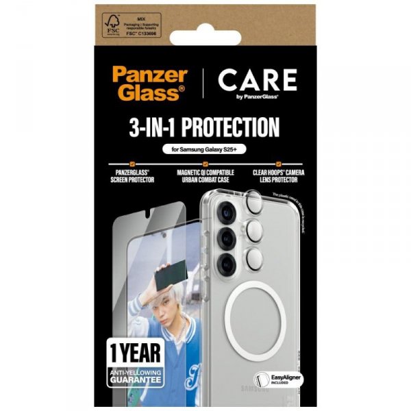 Zestaw ochronny CARE by PanzerGlass      Flagship 3w1 Etui+Szkło+Lens do Samsung Galaxy S25+