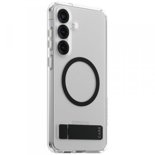 Etui CARE by PanzerGlass Feature Black   Kickstand & QI do Samsung Galaxy S25+ przezroczysty