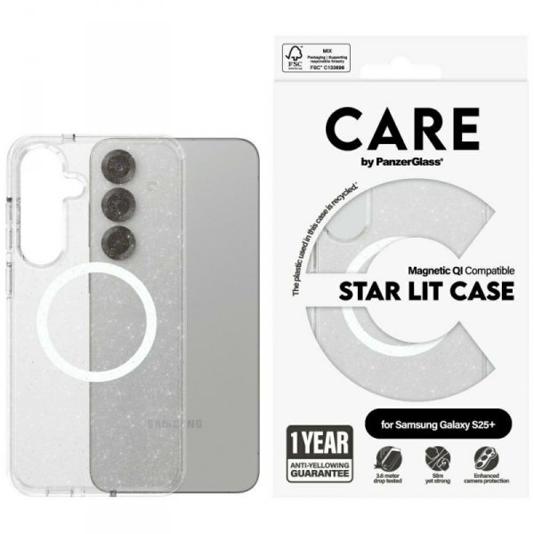 Etui CARE by PanzerGlass Flagship Urban  Combat StarLight White QI do Samsung Galaxy S25+ przezroczysty