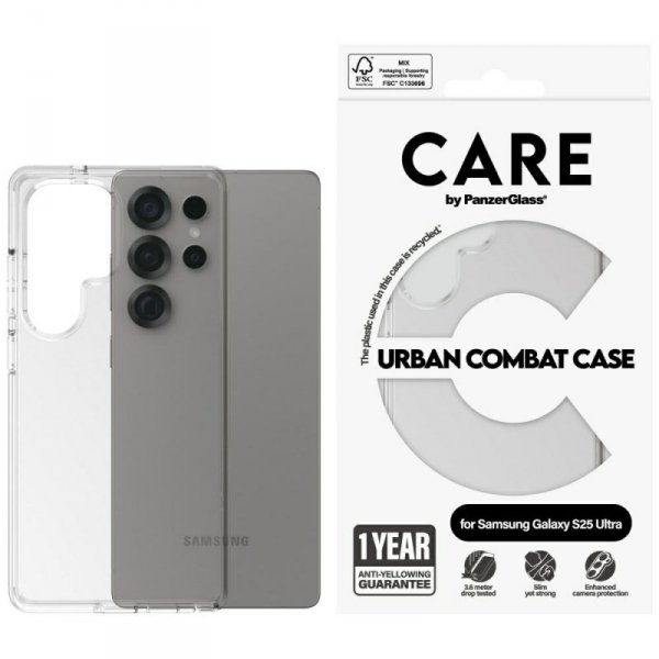 Etui CARE by PanzerGlass Flagship Urban  Combat do Samsung Galaxy S25 Ultra przezroczysty